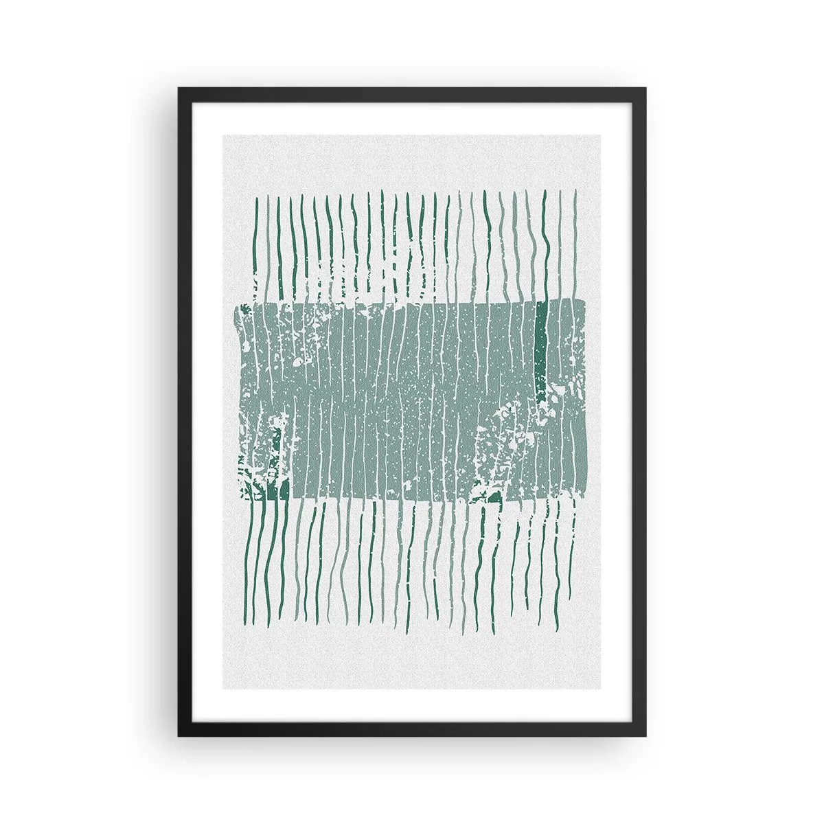 Poster in einem schwarzem Rahmen - Eine minimalistische Komposition aus Linien und Texturen in Grüntönen. - 50x70cm - Marine Abstraktion - Moderne Wanddekoration für Wohnzimmer und Schlafzimmer ARTTOR