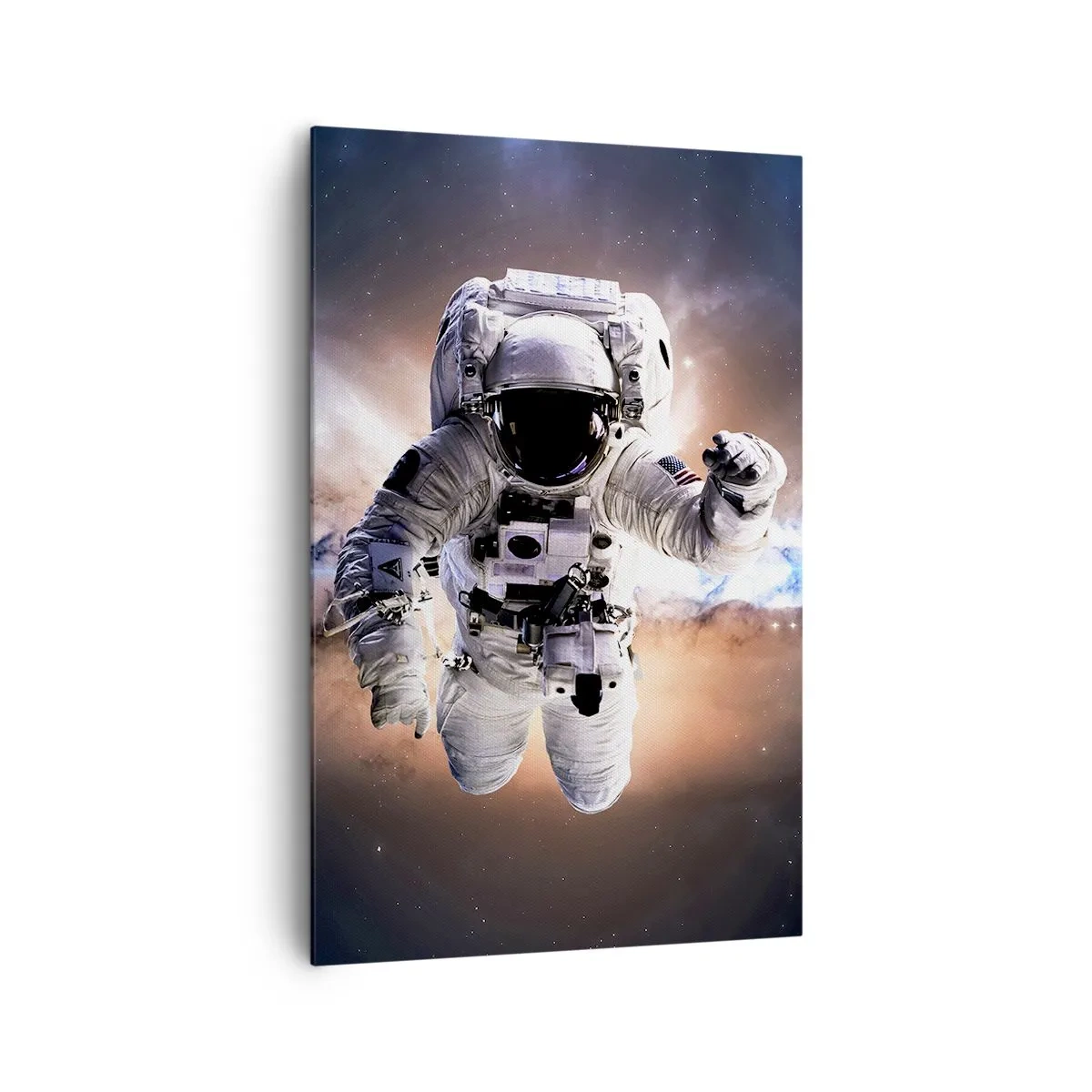 Bild auf Leinwand - Leinwandbild - Astronaut im Weltraum - 80x120cm - Grüße aus dem Weltall - Moderne Wanddekoration für Wohnzimmer und Schlafzimmer ARTTOR