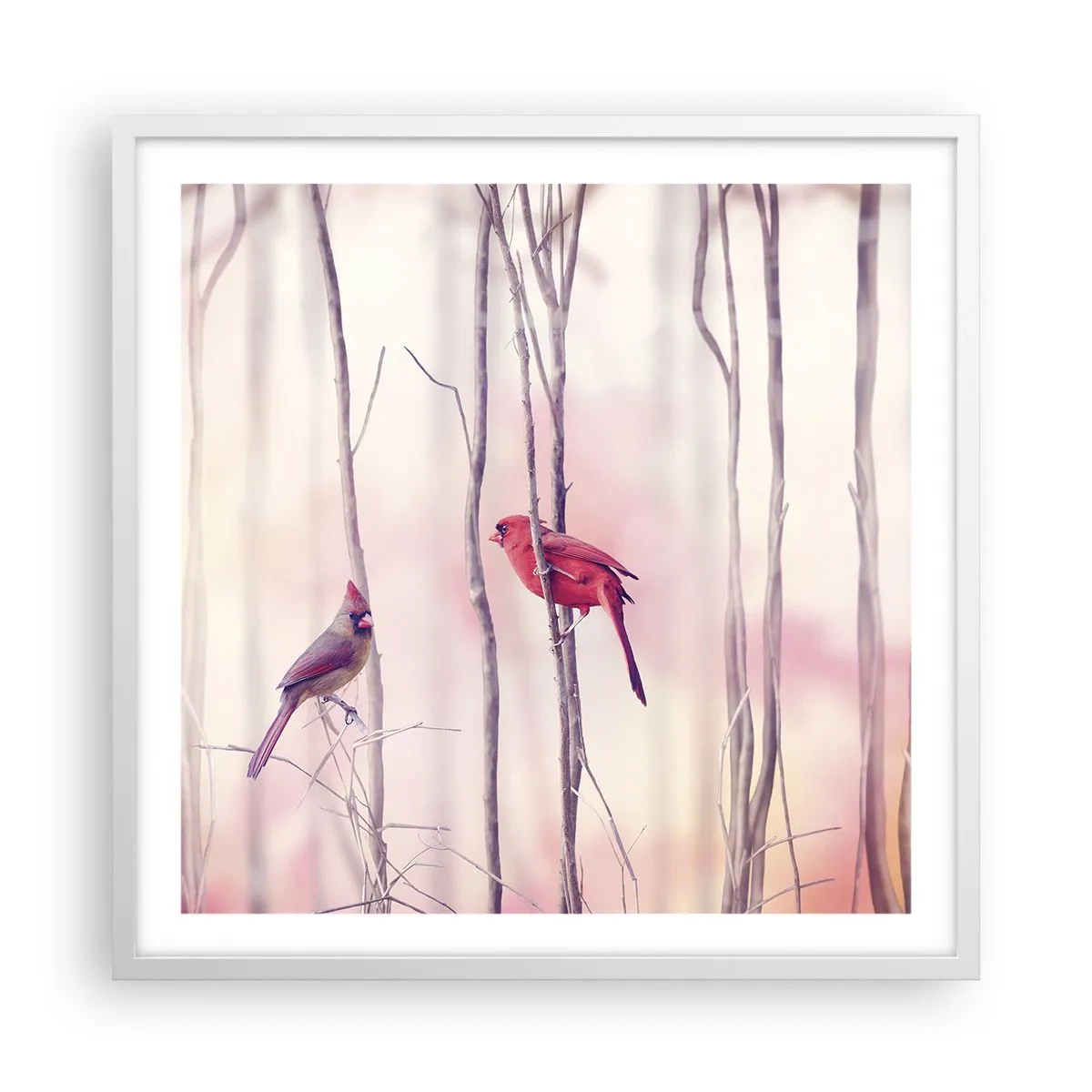 Poster in einem weißen Rahmen - Geschichte vom rosa Wald - 60x60 cm