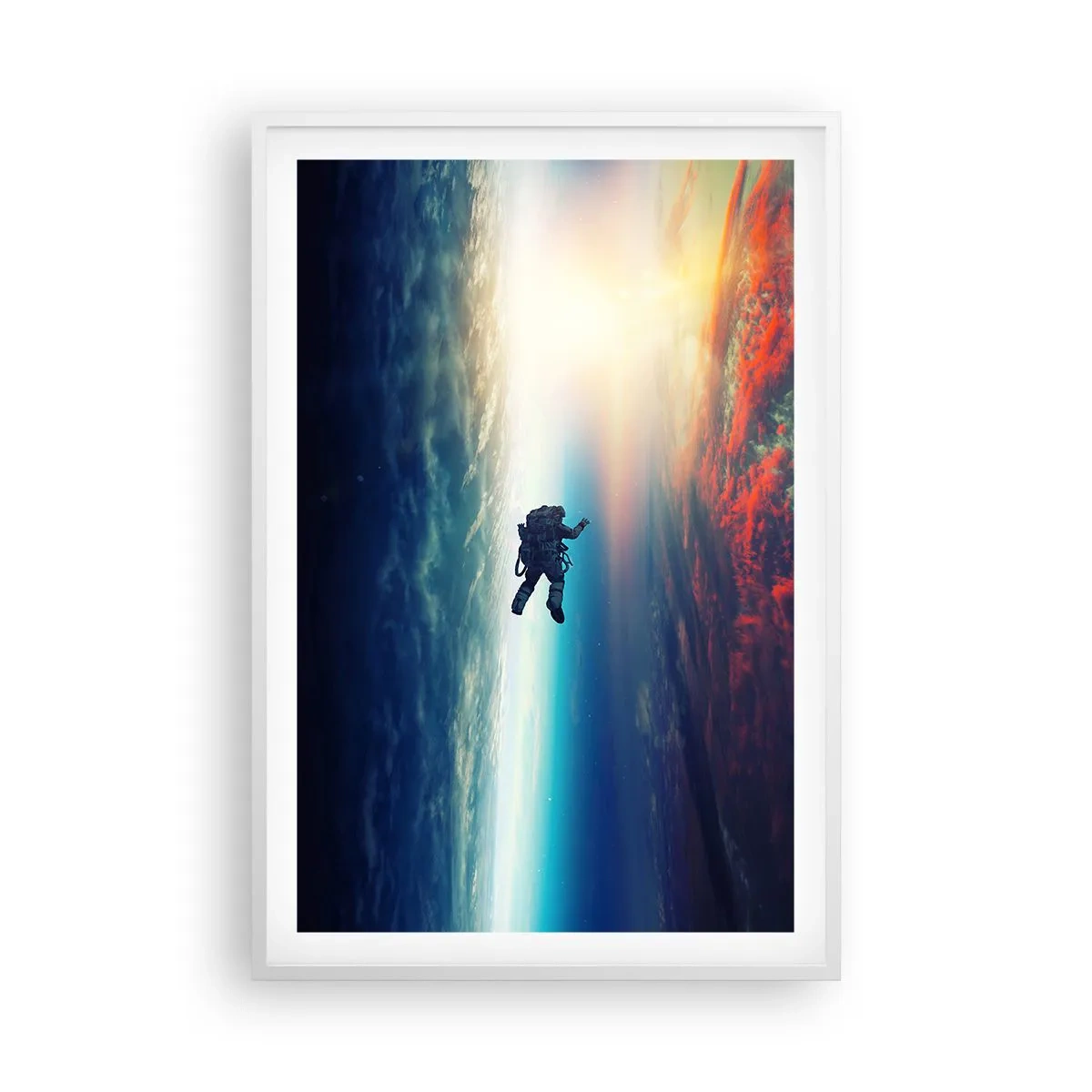 Poster in einem weißen Rahmen - Sich dem Universum stellen - 61x91 cm