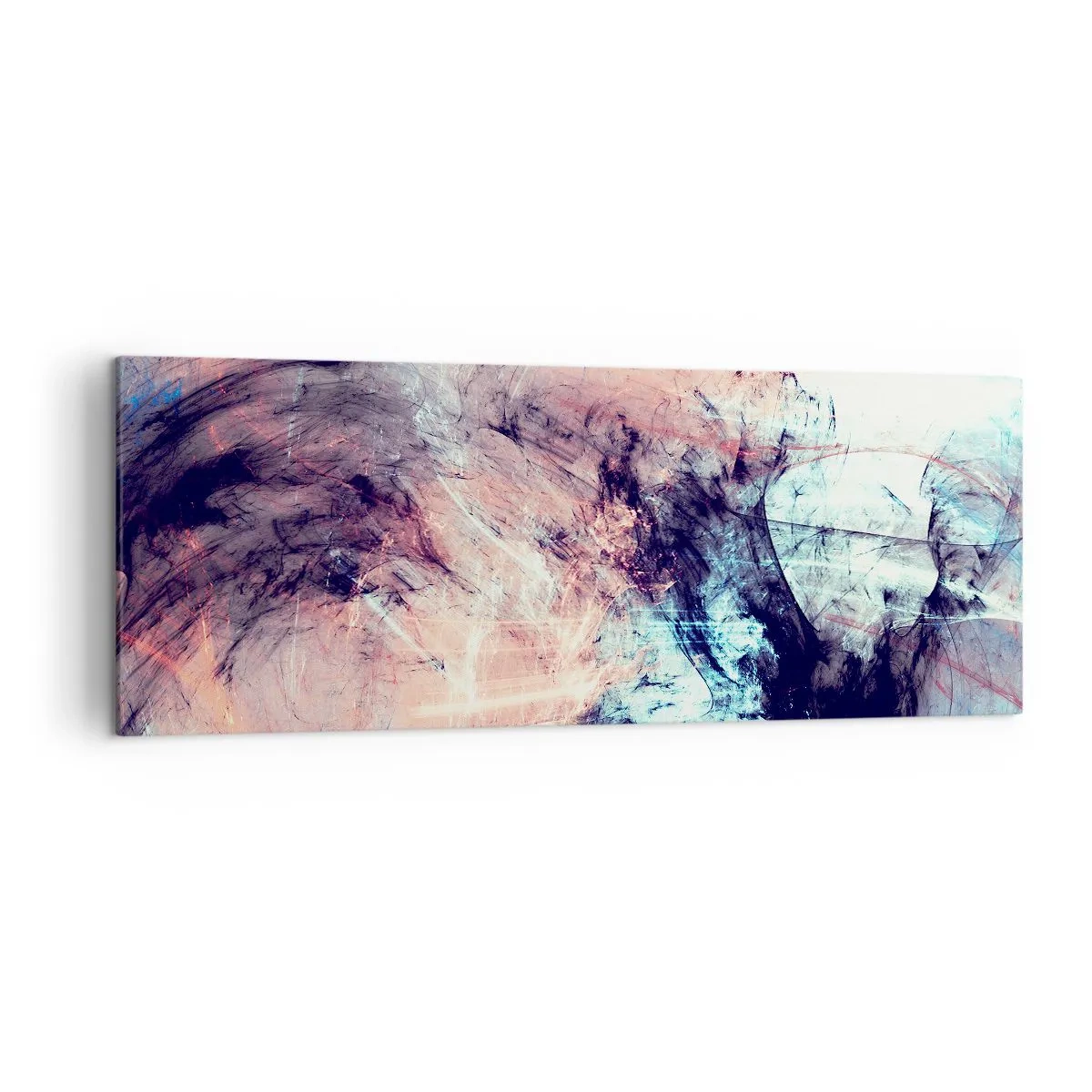 Bild auf Leinwand - Leinwandbild - Abstrakte Komposition in Pastelltönen und dunklen Tönen - 140x50cm - Fühle den Wind - Moderne Wanddekoration für Wohnzimmer und Schlafzimmer ARTTOR
