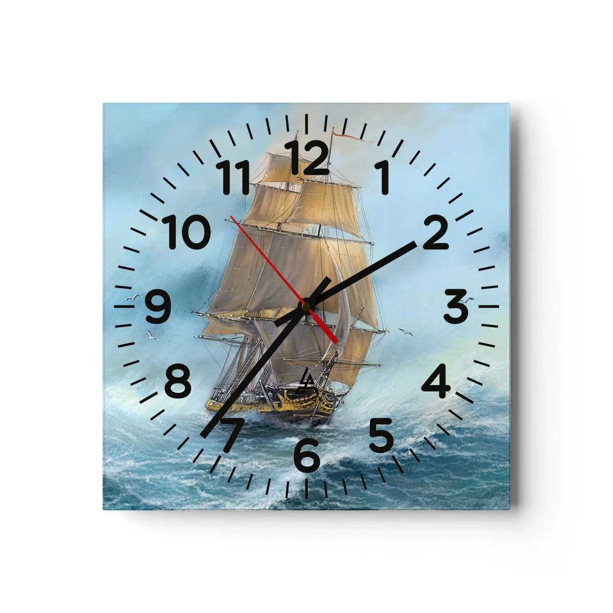 Wanduhr - Glasuhr - Über die Wellen gleiten - 30x30 cm