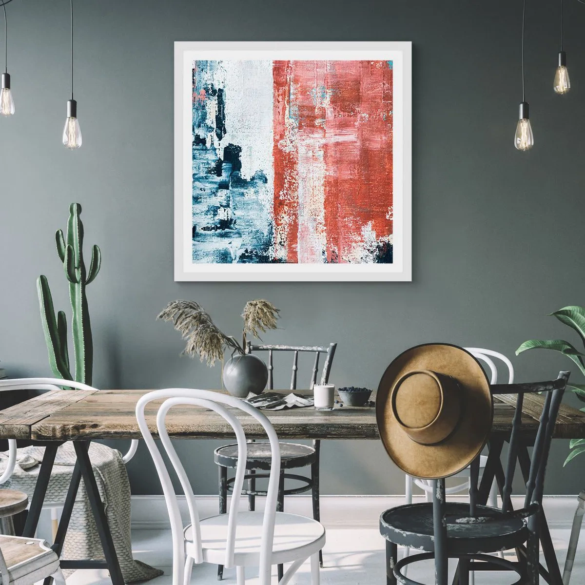 Poster in einem weißen Rahmen - Fünfzig-Fünfzig abstrakt - 30x30 cm