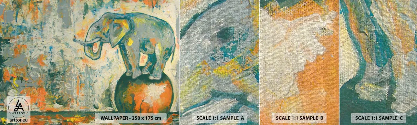 Fototapeten Muster Premium Canvas - Es lebe der Zirkus! - Abstraktion, Elefant, Zirkus - 100x30 cm