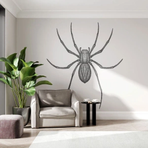Fototapete Premium Canvas - Detail einer Spinne auf weißem Hintergrund im Cartoon-Stil - 100x70cm - Beunruhigende Präzision - Moderne Wanddekoration für Wohnzimmer und Schlafzimmer ARTTOR