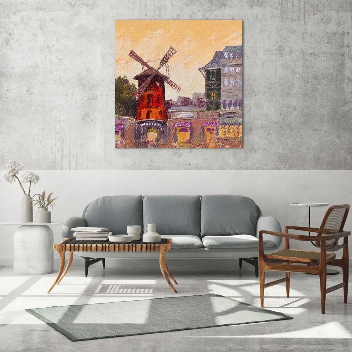 Glasbild - Bild auf glas - Pariser Ikonen – Moulin Rouge - 60x60 cm