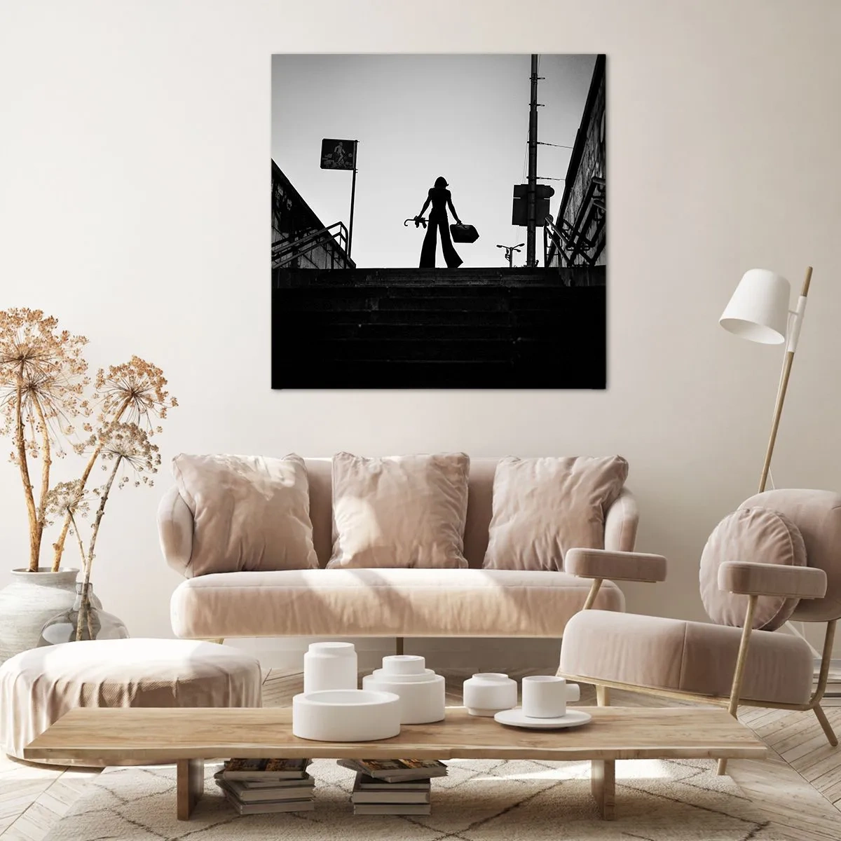 Bild auf Leinwand - Leinwandbild - Städtisches Wandern - 60x60 cm