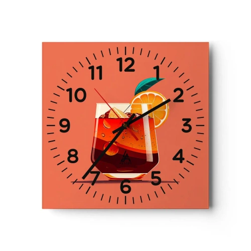 Wanduhr - Glasuhr - Sommerliche Erfrischung - 40x40 cm