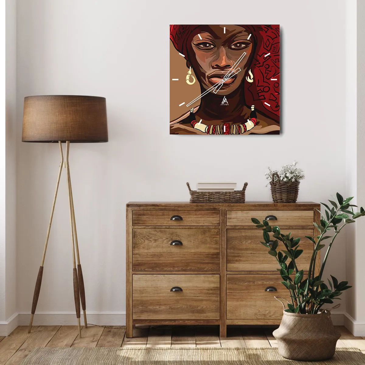 Wanduhr - Glasuhr - Venus aus Ebenholz  - 30x30 cm