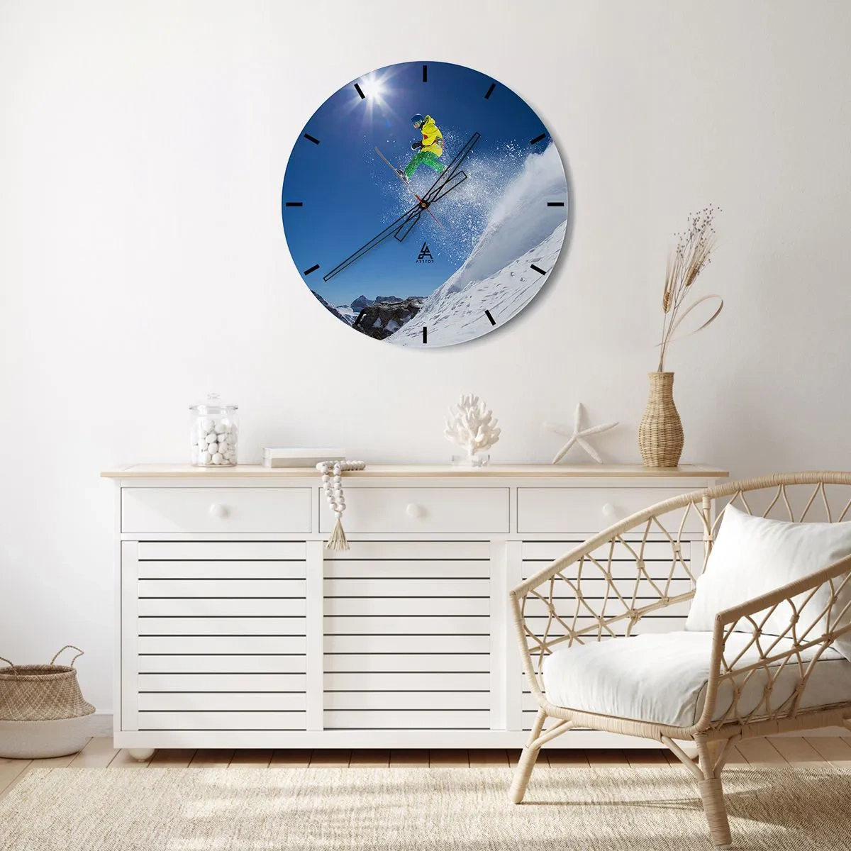 Wanduhr - Glasuhr - Tanzen mit den Bergen - 40x40 cm