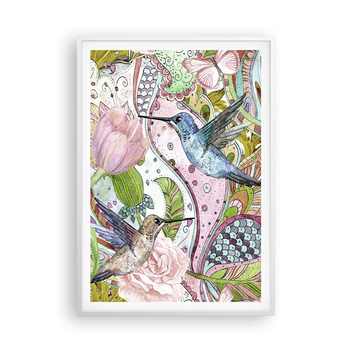 Poster in einem weißen Rahmen - Verstrickt in Weinreben - 70x100 cm