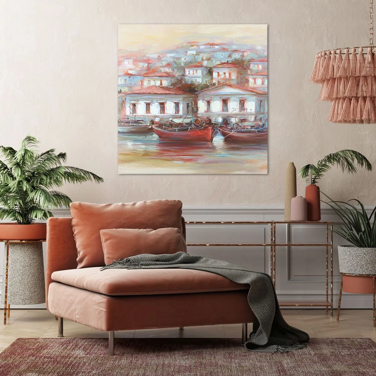 Bild auf Leinwand - Leinwandbild - Glückliche Stadt - 30x30 cm