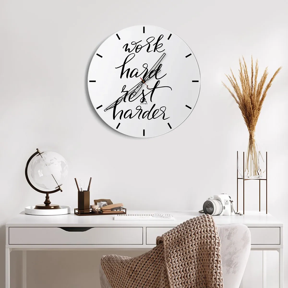 Wanduhr - Glasuhr - Lebensbalance - 30x30 cm