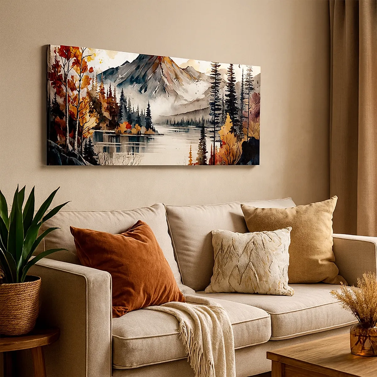 Bild auf Leinwand - Leinwandbild - Goldener Herbst in den Bergen - 30x30 cm