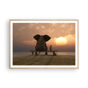 Poster in einem Rahmen aus heller Eiche - Es tut gut zusammen zu schweigen - 100x70 cm