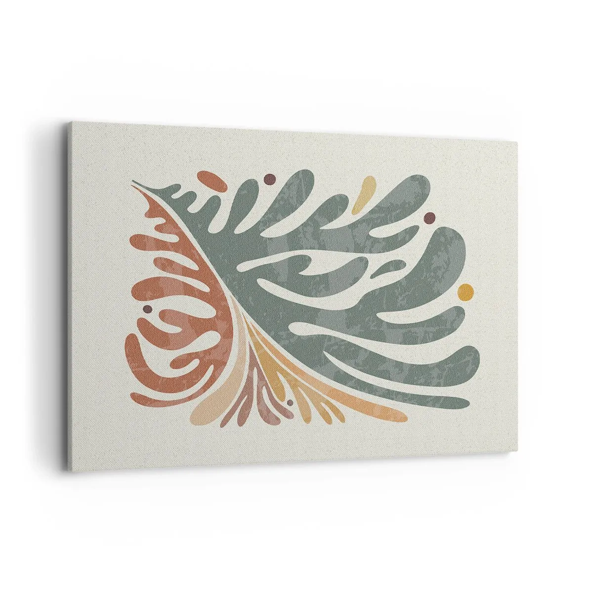 Bild auf Leinwand - Leinwandbild - Buntes abstraktes Blatt auf hellem Hintergrund - 100x70cm - Mehrfarbiges Blatt - Moderne Wanddekoration für Wohnzimmer und Schlafzimmer ARTTOR