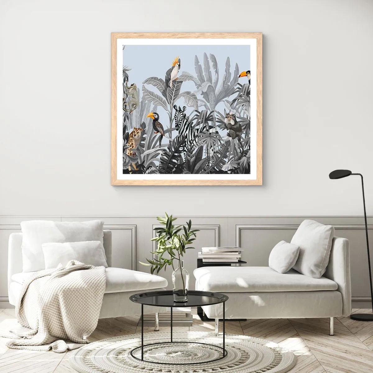 Poster in einem Rahmen aus heller Eiche - Afrikanisches Märchen - 60x60 cm