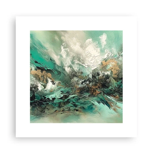 Poster - Smaragdgrüne und schwarze Brandung - 30x30 cm