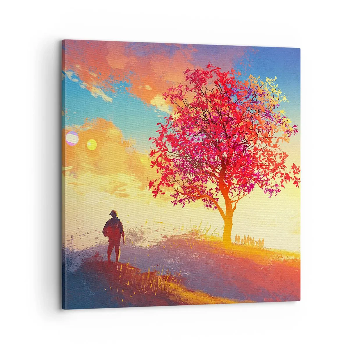 Bild auf Leinwand - Leinwandbild - Pilger am Ziel - 60x60 cm