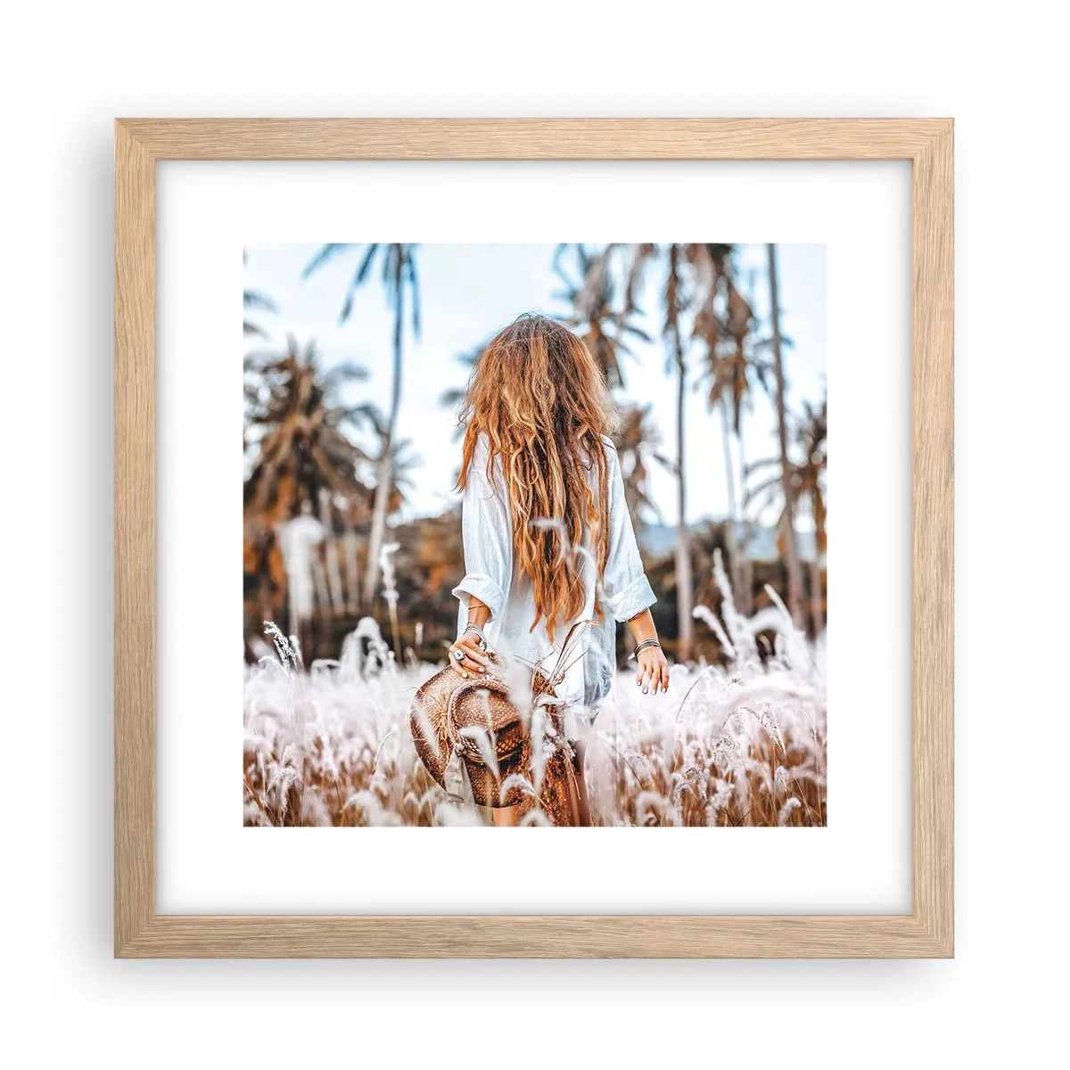 Poster in einem Rahmen aus heller Eiche - Geboren aus Grasflaum - 30x30 cm