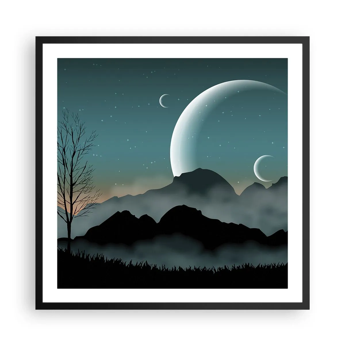 Poster in einem schwarzem Rahmen - Karneval in der Sternenacht - 60x60 cm