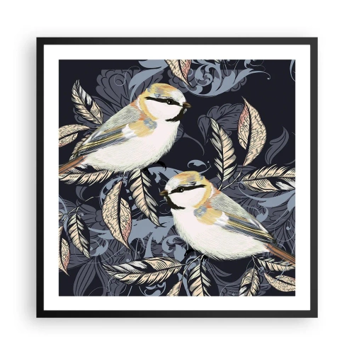 Poster in einem schwarzem Rahmen - Gelb-blauer Triller - 60x60 cm