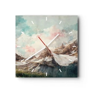 Wanduhr - Glasuhr - Malerische Berge mit pastellfarbenem Himmel - 30x30cm - Felsklingen - Moderne Wanddekoration für Wohnzimmer und Schlafzimmer ARTTOR