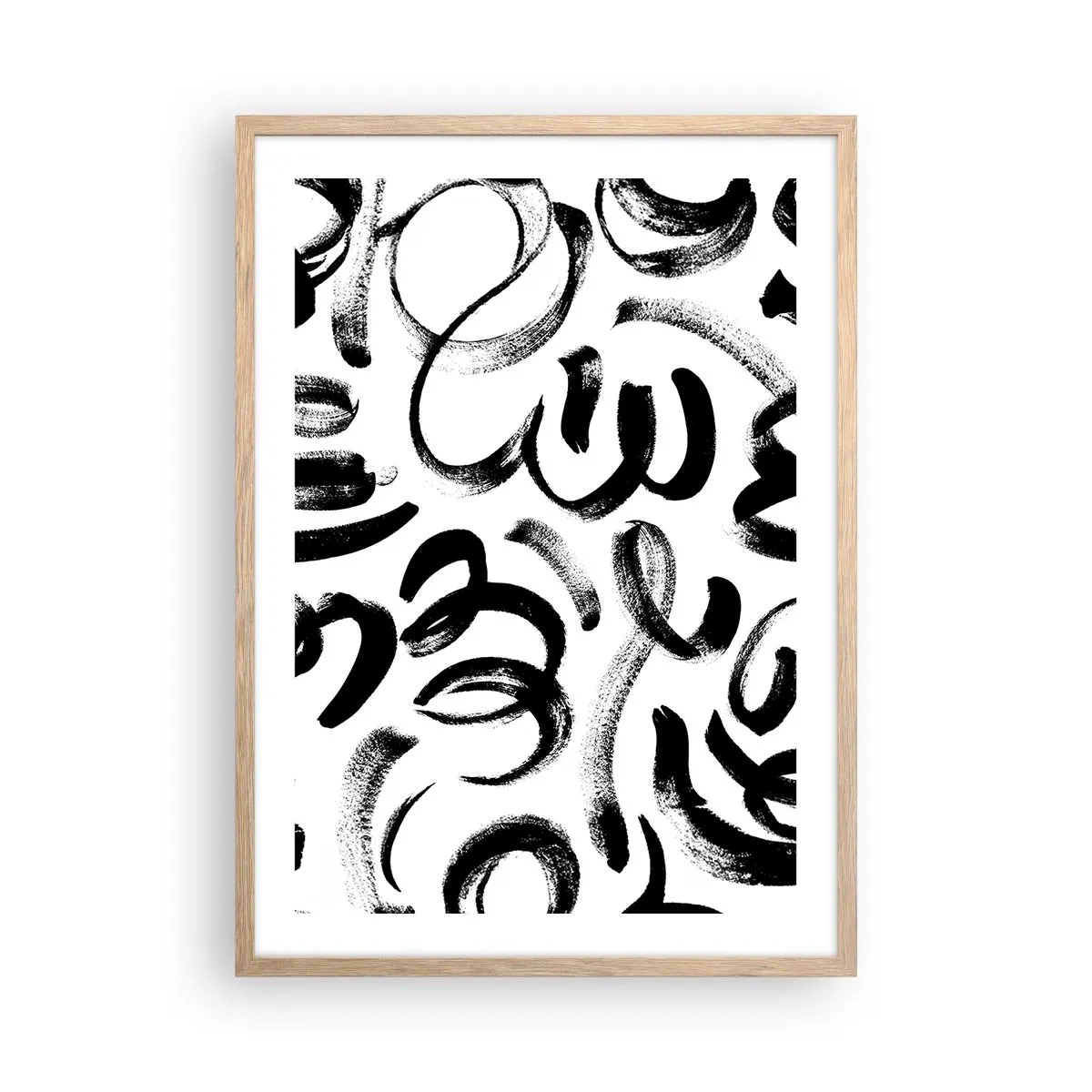 Poster in einem Rahmen aus heller Eiche - Schwarz auf Weiß - 50x70 cm