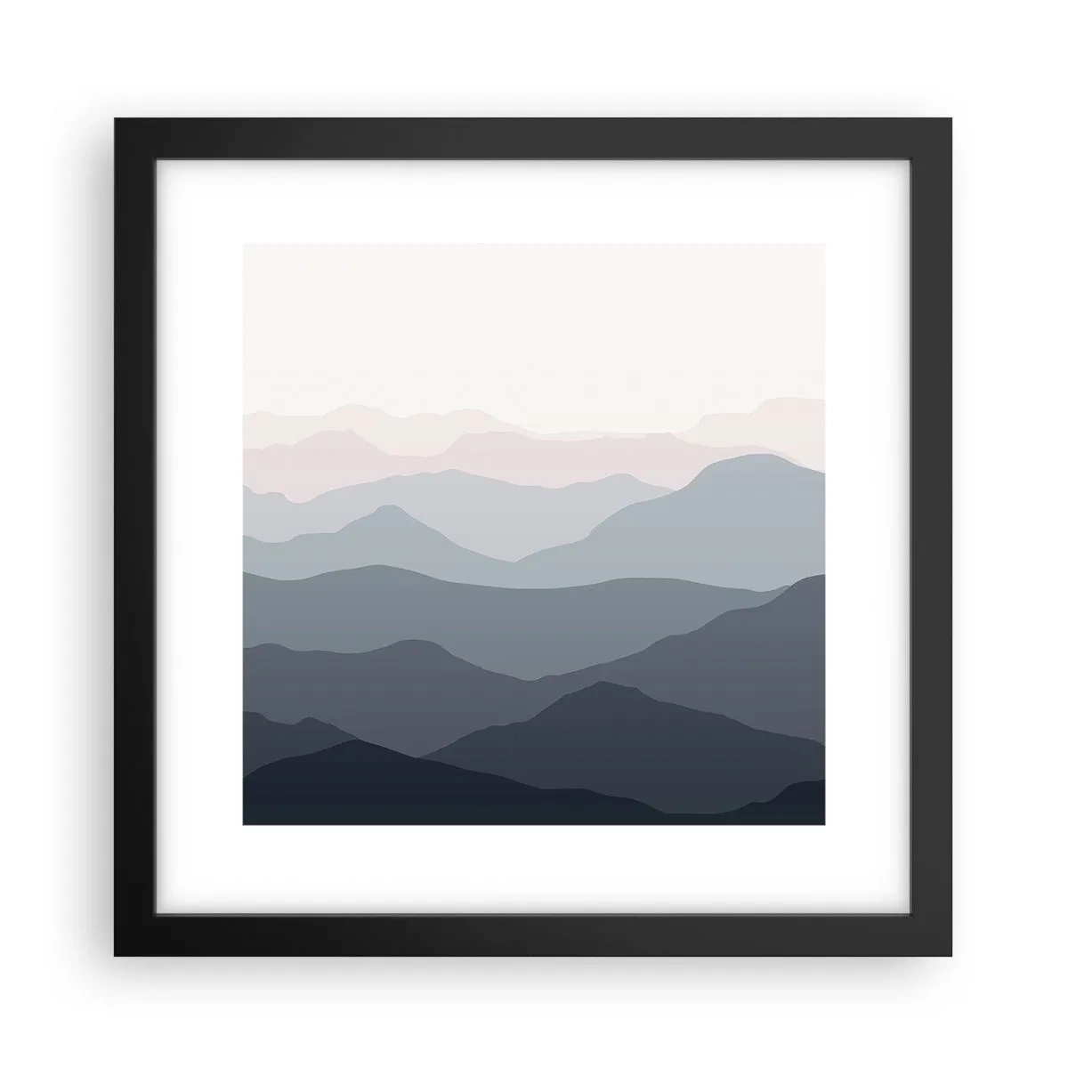 Poster in einem schwarzem Rahmen - Wellen der Berge - 30x30 cm