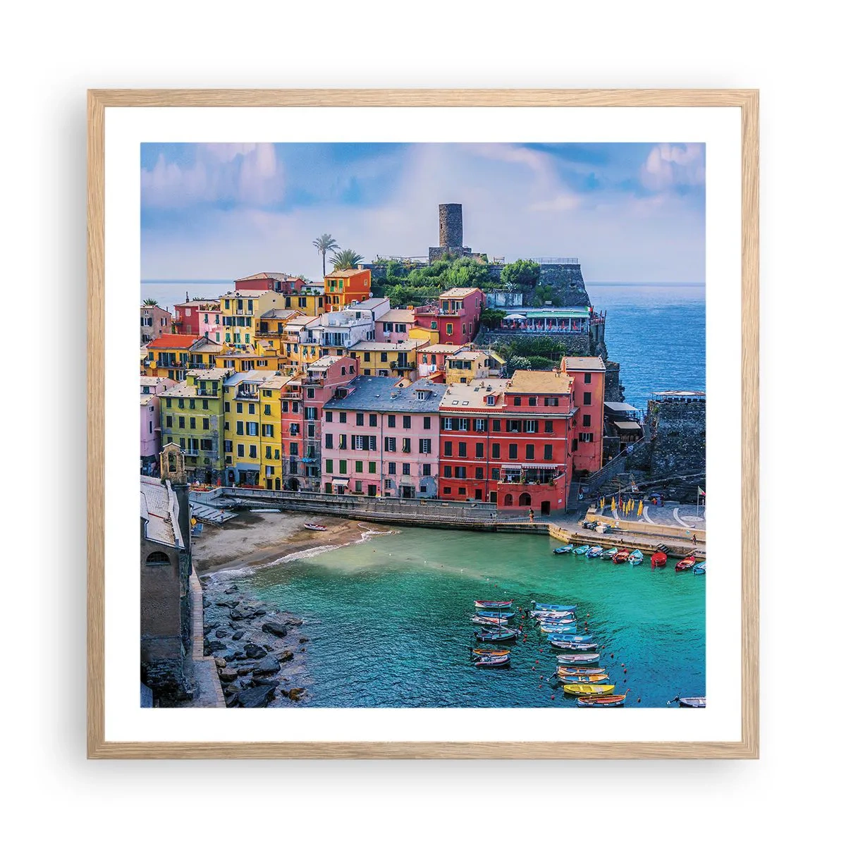 Poster in einem Rahmen aus heller Eiche - Mediterrane Zauberstadt - 60x60 cm