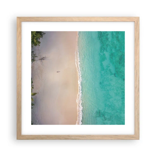 Poster in einem Rahmen aus heller Eiche - Paradiesstrand - 40x40 cm