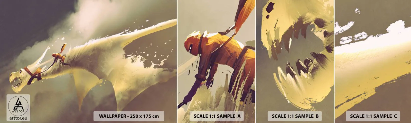 Fototapeten Muster Selbstklebend Deluxe Sticker - Die Welt zur Rettung - Abstraktion, Fantasie, Drachen - 100x30 cm