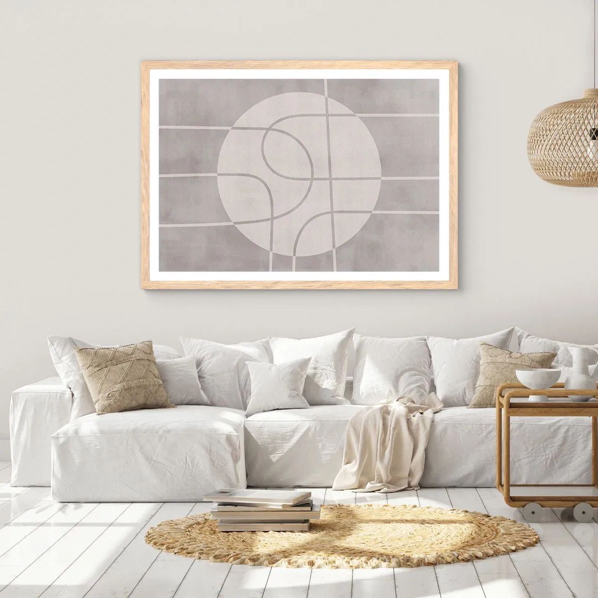 Poster in einem Rahmen aus heller Eiche - Kreisförmig und geradeaus - 100x70 cm