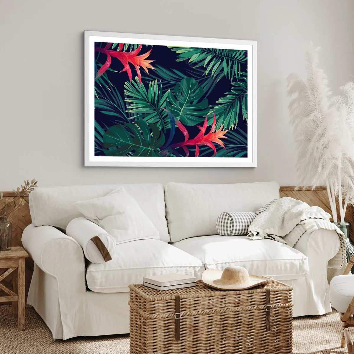 Poster in einem weißen Rahmen - Im Grünen in Flammen gehen - 100x70 cm