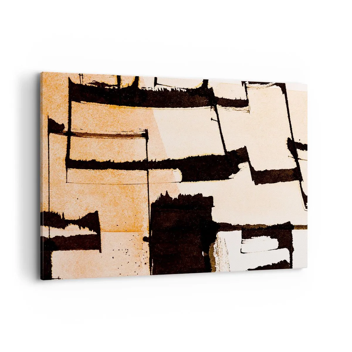 Bild auf Leinwand - Leinwandbild - Geometrische Muster in Braun- und Beigetönen - 120x80cm - Also doch Ordnung - Moderne Wanddekoration für Wohnzimmer und Schlafzimmer ARTTOR