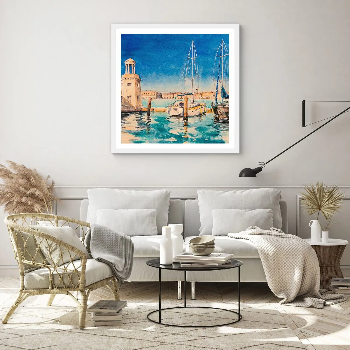 Poster in einem weißen Rahmen - Sonnige Lagune - 30x30 cm
