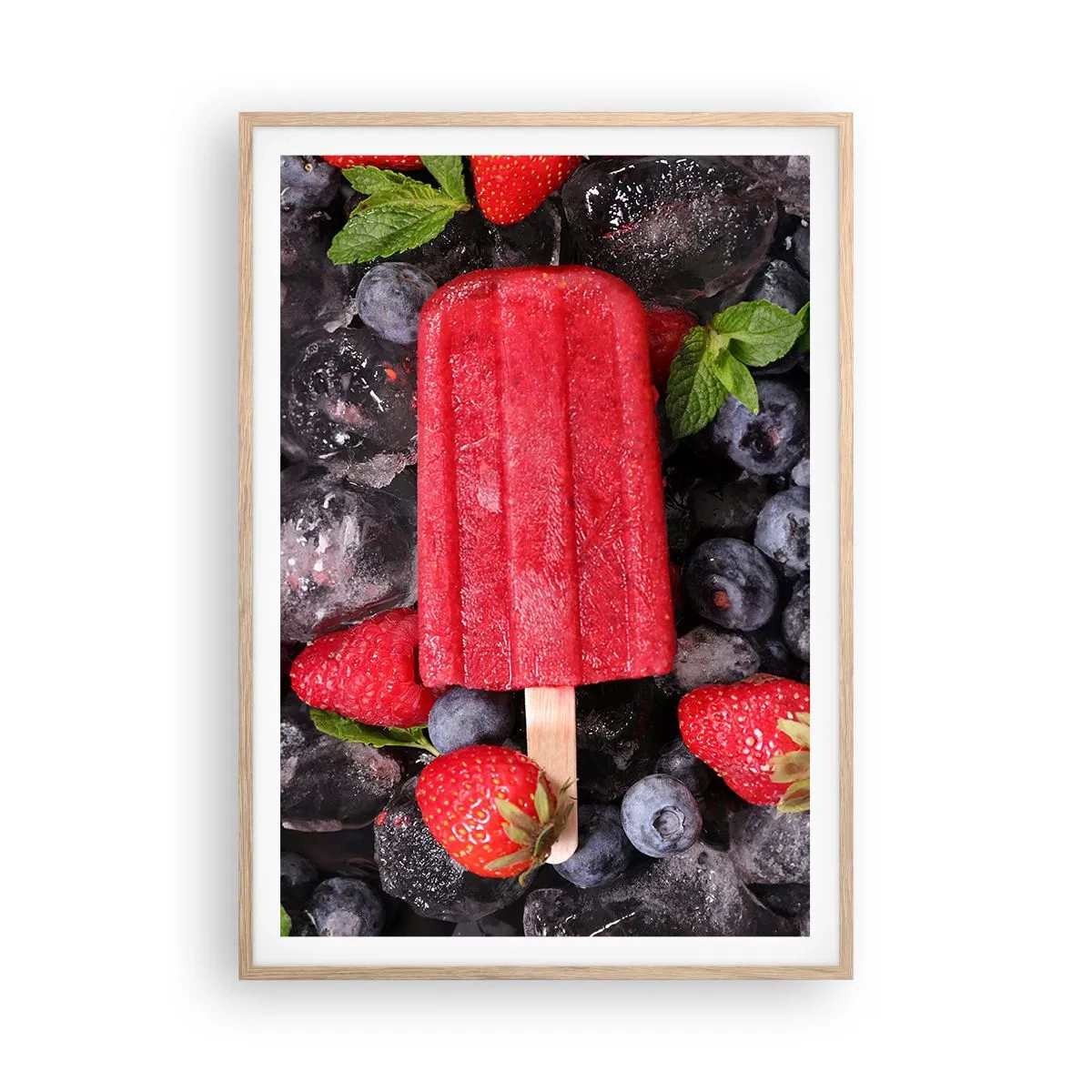 Poster in einem Rahmen aus heller Eiche - So schmeckt der heiße Sommer - 70x100 cm