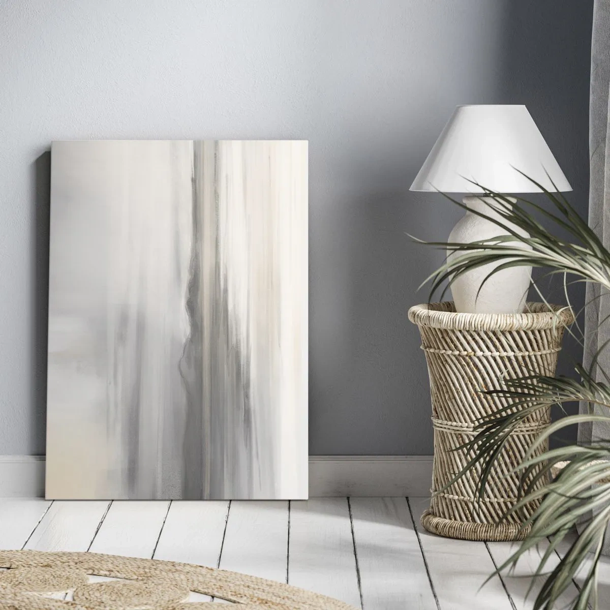 Bild auf Leinwand - Leinwandbild - Eine subtile Landschaft in Grau- und Beigetönen - 50x70cm - Nachdenkliche Distanz - Moderne Wanddekoration für Wohnzimmer und Schlafzimmer ARTTOR