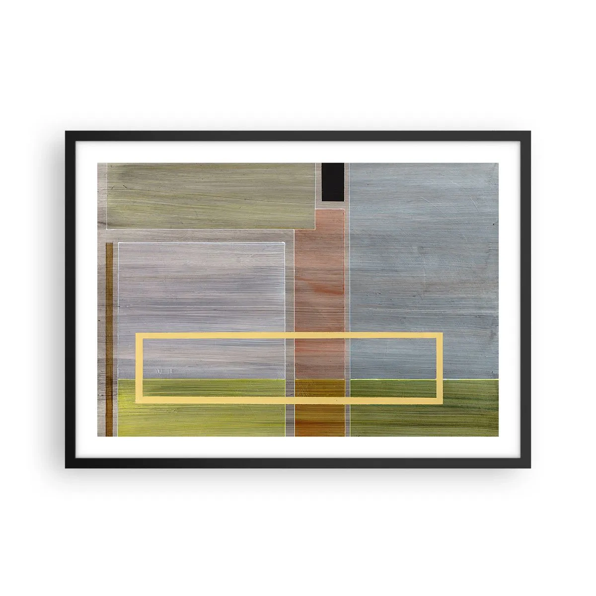 Poster in einem schwarzem Rahmen - Geometrische Komposition in Pastellfarben mit Rechtecken - 70x50cm - Einfach und ruhig - Moderne Wanddekoration für Wohnzimmer und Schlafzimmer ARTTOR