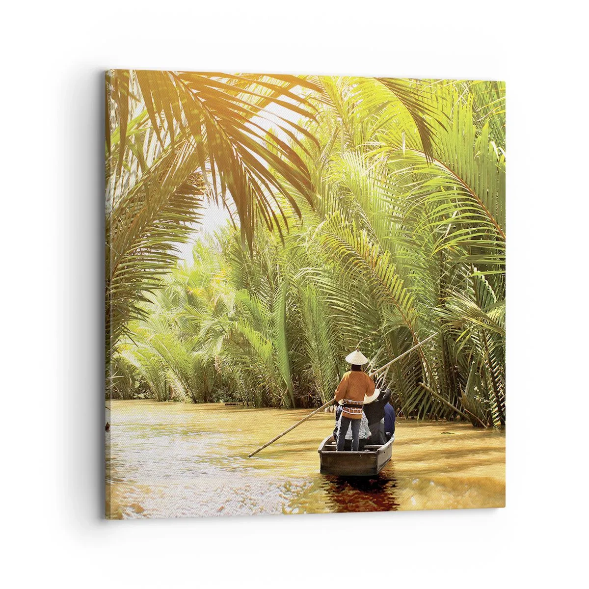 Bild auf Leinwand - Leinwandbild - Eine Palmenschlucht entlang - 70x70 cm