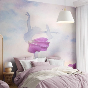Fototapete Standard Eco - Silhouette einer Ballerina mit einem Blütenblatt - 100x70cm - Zart wie eine Blume - Moderne Wanddekoration für Wohnzimmer und Schlafzimmer ARTTOR