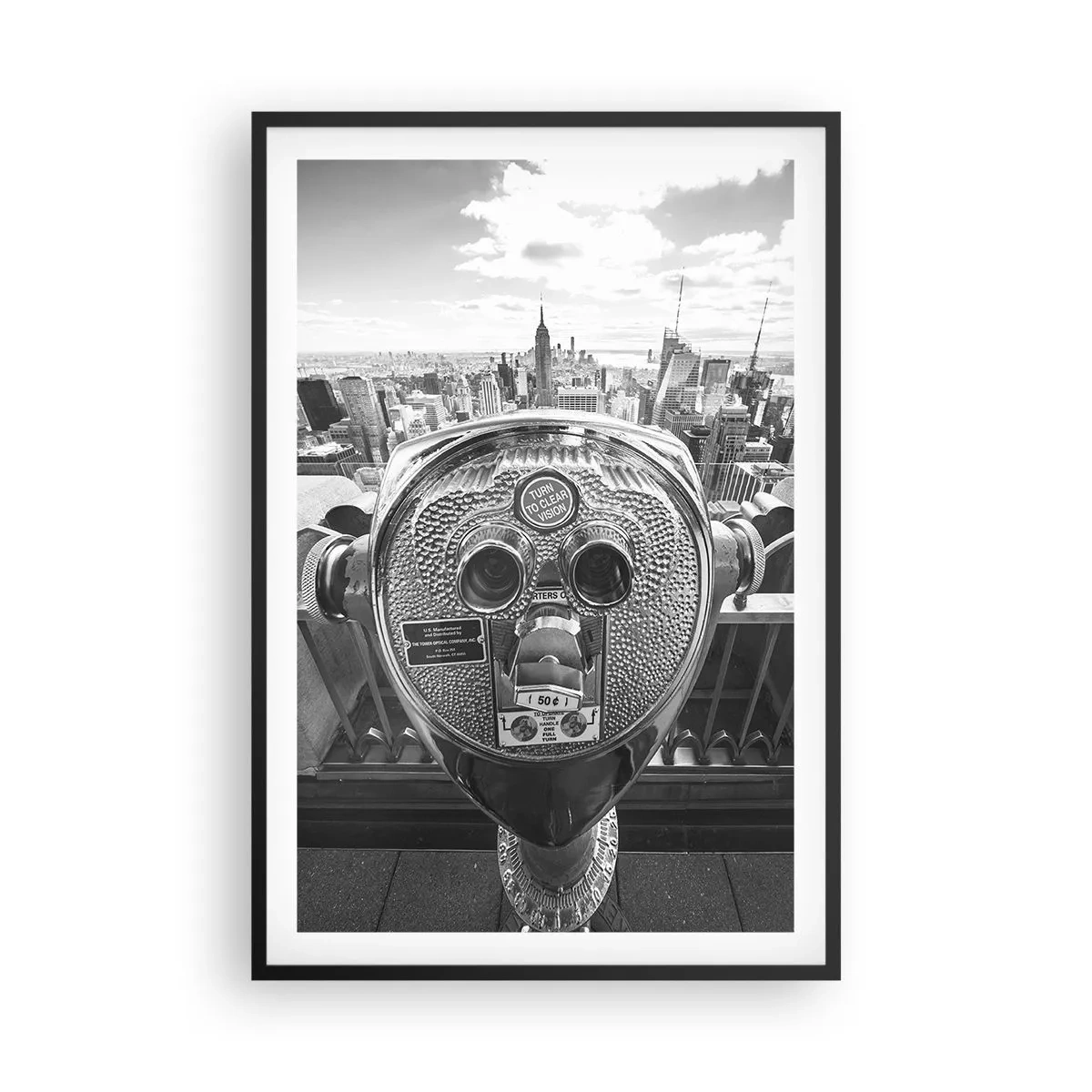 Poster in einem schwarzem Rahmen - Stadt über den Städten - 61x91 cm