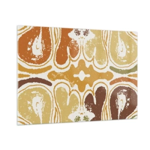 Glasbild - Bild auf glas - Symmetrische Abstraktion in warmen Erdtönen - 100x70cm - Sentimentale Abstraktion - Moderne Wanddekoration für Wohnzimmer und Schlafzimmer ARTTOR