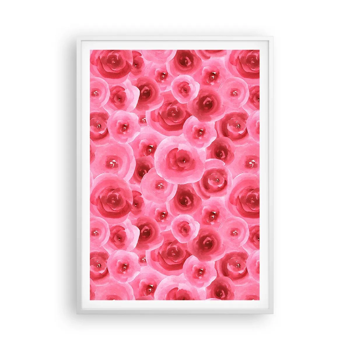 Poster in einem weißen Rahmen - Oben und unten Rosen - 70x100 cm