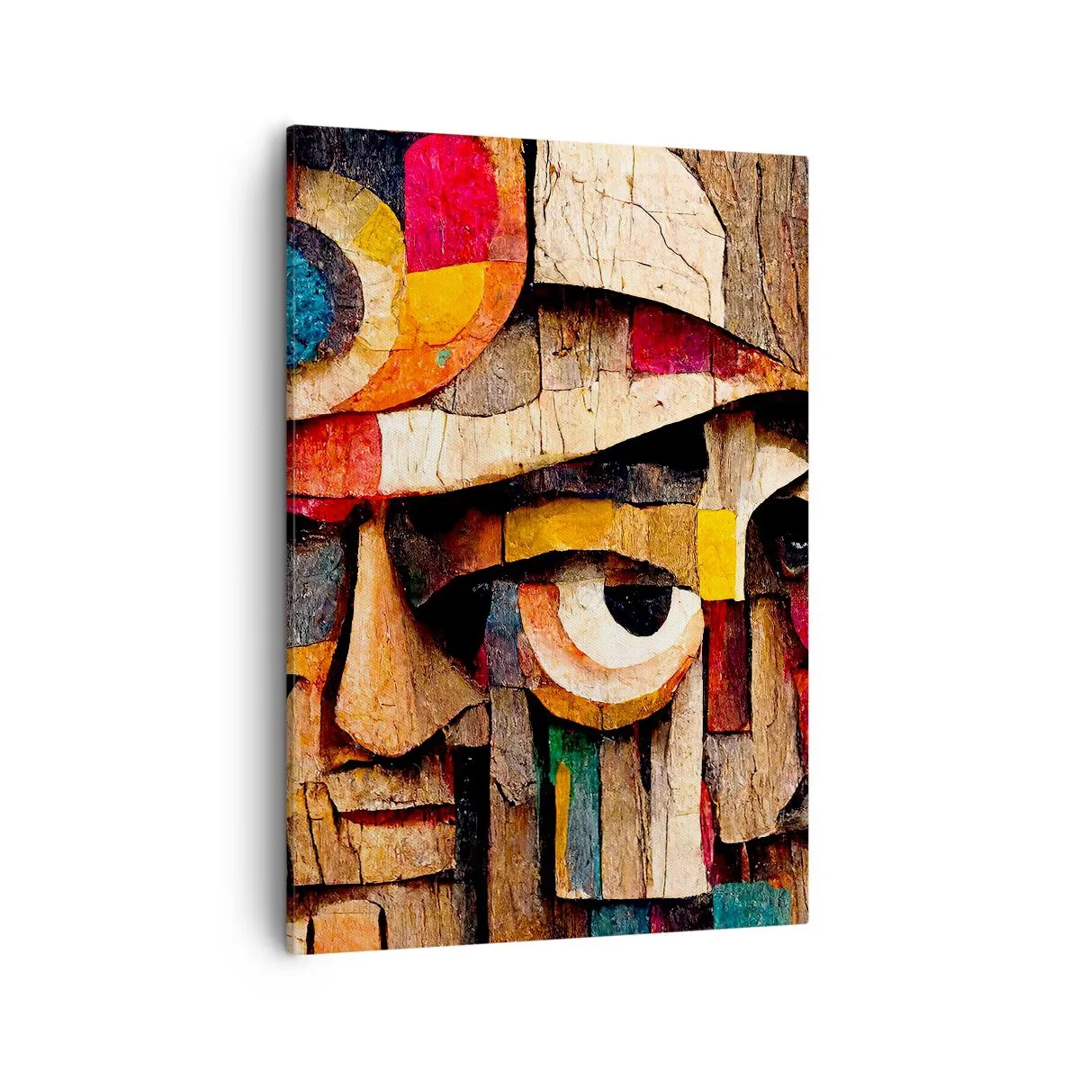 Bild auf Leinwand - Leinwandbild - Abstrakte Gesichter in intensiven Farben - 50x70cm - Ich sehe dich… - Moderne Wanddekoration für Wohnzimmer und Schlafzimmer ARTTOR
