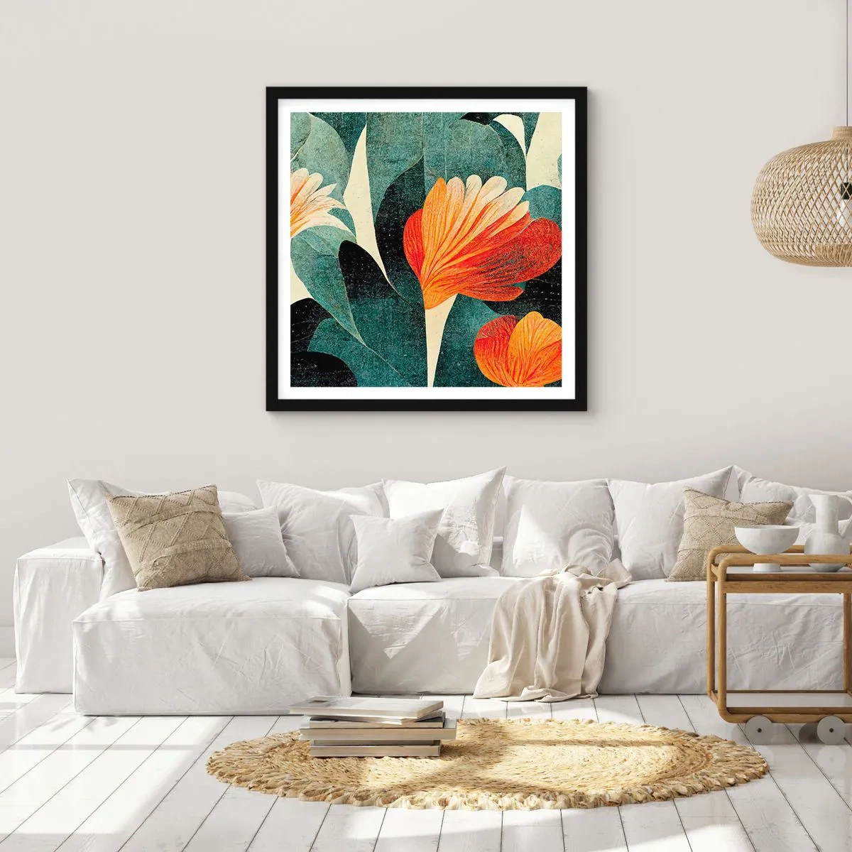 Poster in einem schwarzem Rahmen - Hitze der Tropen und Kühle des Grüns - 30x30 cm
