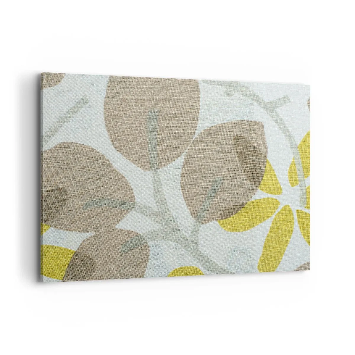 Bild auf Leinwand - Leinwandbild - Abstrakte Blätter in Beige- und Gelbtönen - 100x70cm - Komposition in voller Sonne - Moderne Wanddekoration für Wohnzimmer und Schlafzimmer ARTTOR