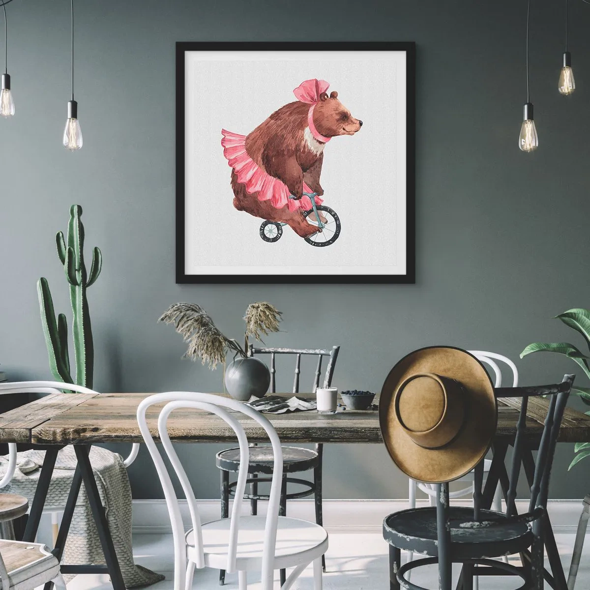 Poster in einem schwarzem Rahmen - Was für ein Affentheater! - 30x30 cm