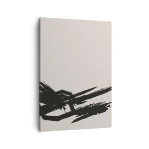 Bild auf Leinwand - Leinwandbild - Dynamische Pinselstriche in Schwarz auf hellem Hintergrund - 50x70cm - Unaufhaltsamer Trieb - Moderne Wanddekoration für Wohnzimmer und Schlafzimmer ARTTOR