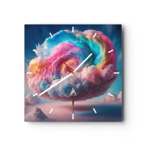 Wanduhr - Glasuhr - Eine spiralförmige Wolke mit Pastellfarben am Himmel - 30x30cm - Traum von einem Vergnügungspark - Moderne Wanddekoration für Wohnzimmer und Schlafzimmer ARTTOR